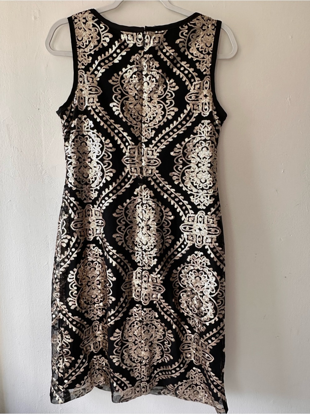 Ronni Nicole Black Dress with Gold Sequin Motif